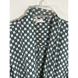 Anthropologie Pleione Faux Wrap Blouse Black Bubble Abstract CrossCross Petite S